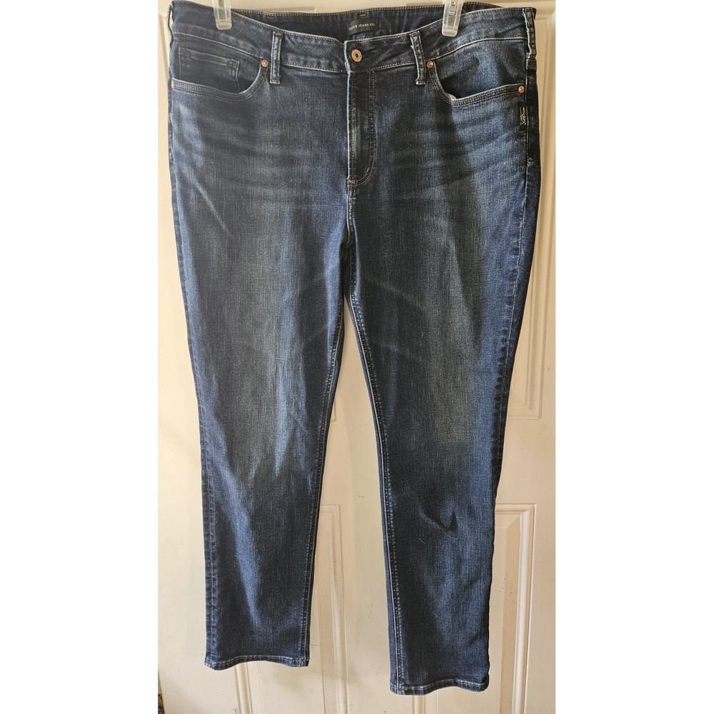 Silver Jeans Avery Straight Women's 22/32 Dark Wash Stretch Denim Jeans Plus...